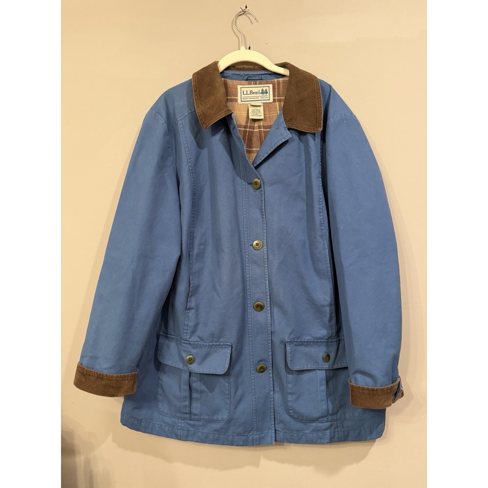 Vintage 1990s LL Bean Jacket Womens XL Chore Barn Coat Corduroy Collar Workwear
